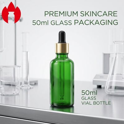 Bottiglia in vetro di 50 ml di olio essenziale cosmetico verde