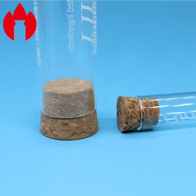 Provetta di vetro con il tappo del sughero per l'attrezzatura di laboratorio