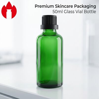 Bottiglia in vetro di 50 ml di olio essenziale cosmetico verde